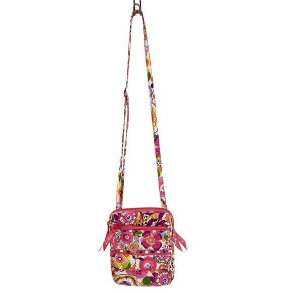 Vera Bradley Clementine Crossbody Bag Hipster Purse Pink/Yellow 8"x6" - Picture 3 of 16